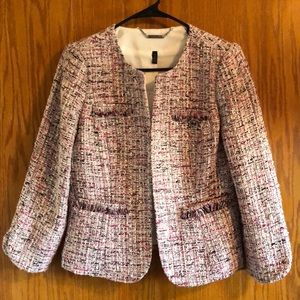 White House Black Market pink tweed jacket